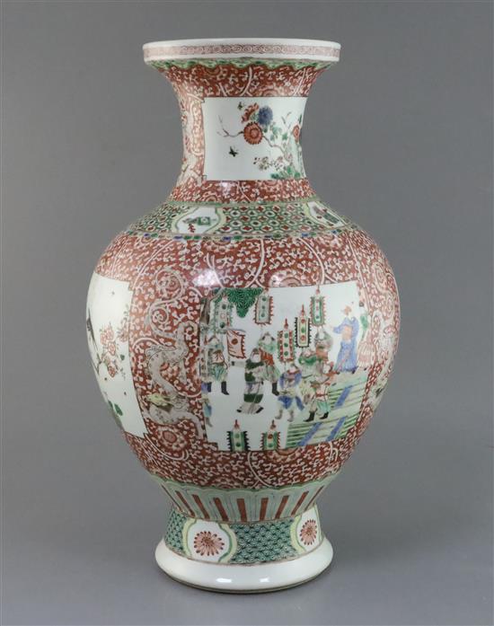 A large Chinese famille verte vase, H. 50cm